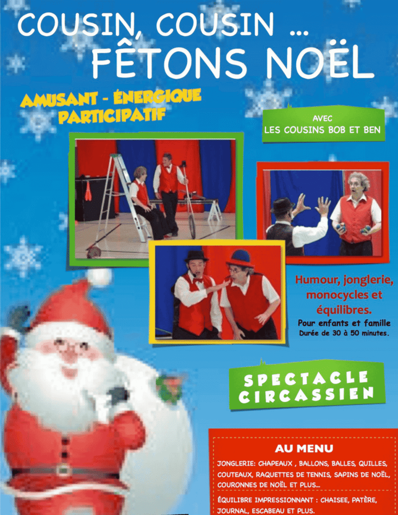 Affiche du spectacle Cousin, Cousin, fêtons Noël