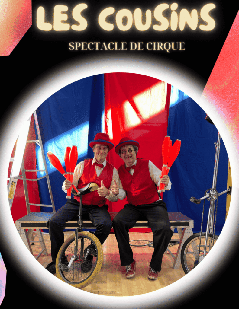 Affiche du spectacle Les cousins, montrant Mario et Bernard