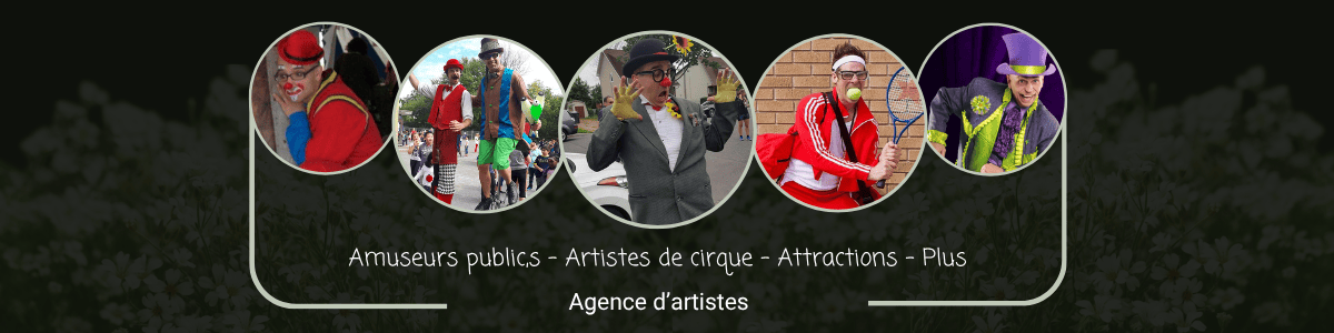 Bannière pour l'agence d'artiste montrant diverses artistes